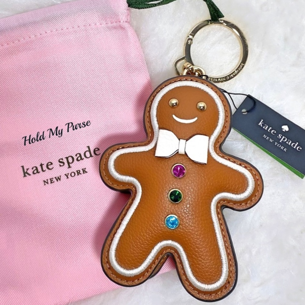 Kate Spade Gingerbread House Handbag & Gingerbread Man Keychain Charm NWT - Picture 2 of 15
